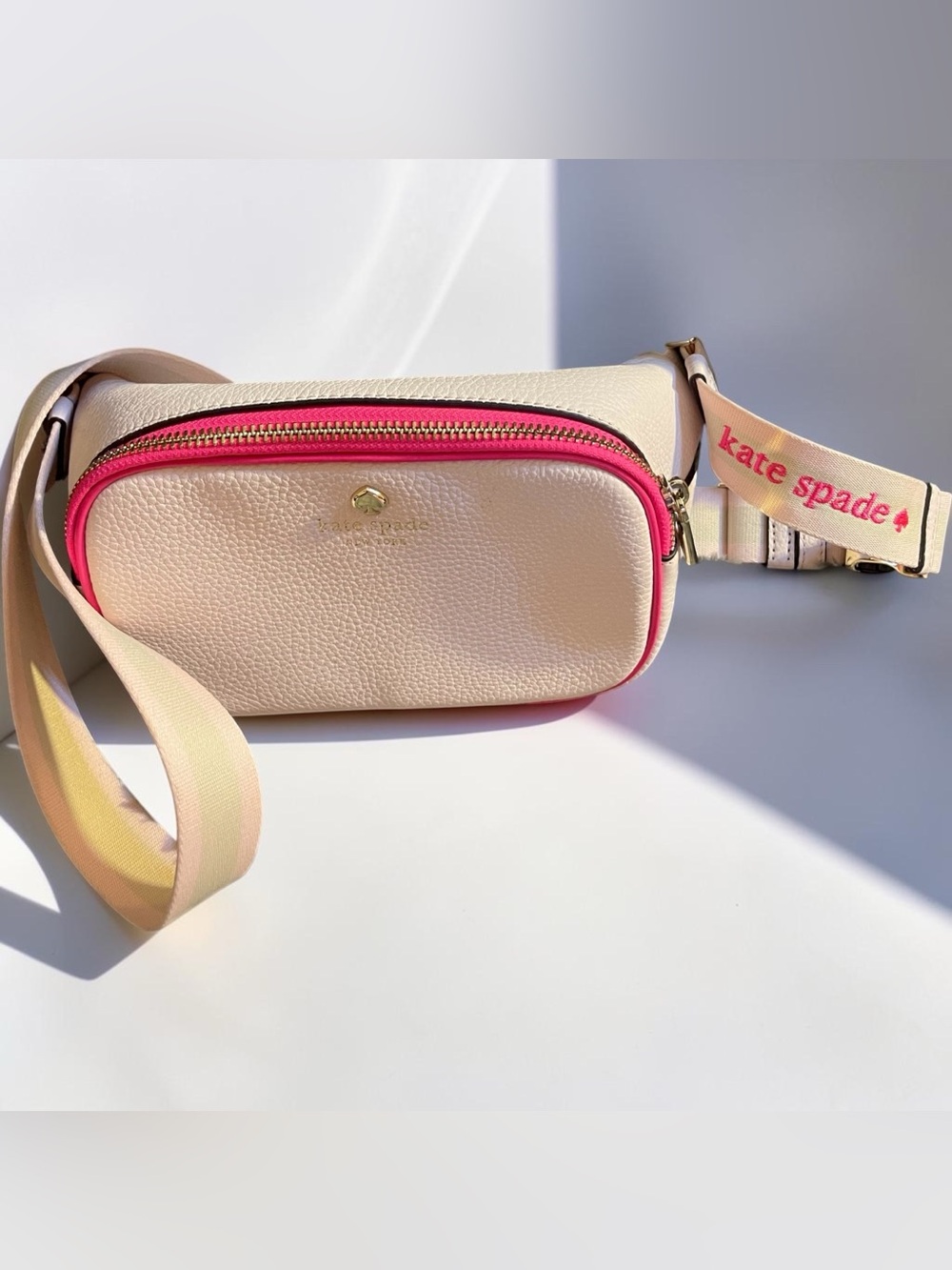Kate Spade pebble leather light pink with guitar strap Crossbody bag